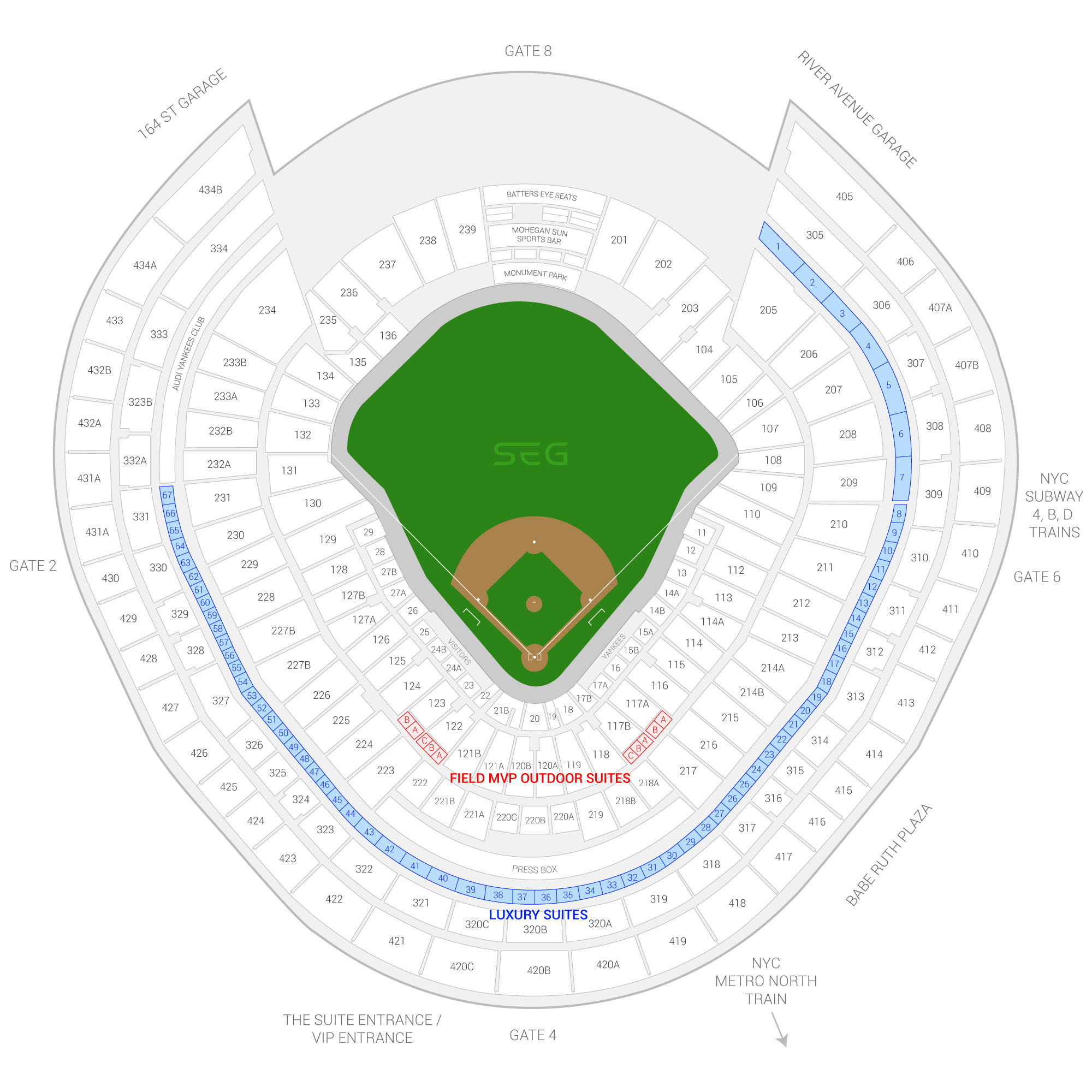Yankee Stadium / New York City Football Club Suite Map and Seating Chart