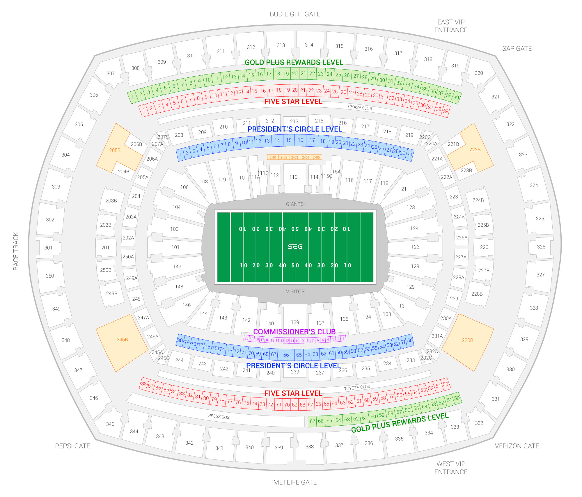 MetLife Stadium / New York Giants Suite Map and Seating Chart