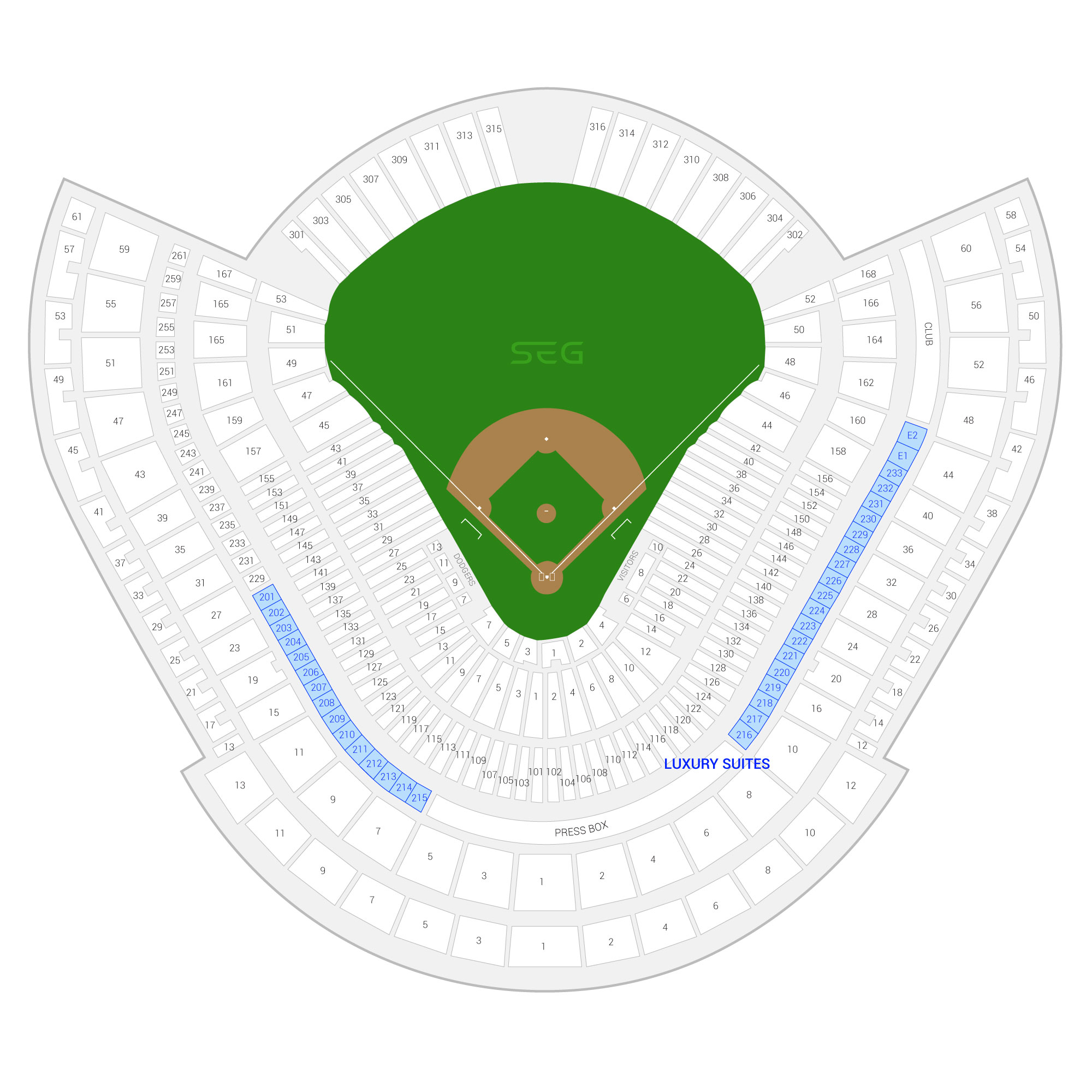 Dodger Stadium / Los Angeles Dodgers Suite Map and Seating Chart