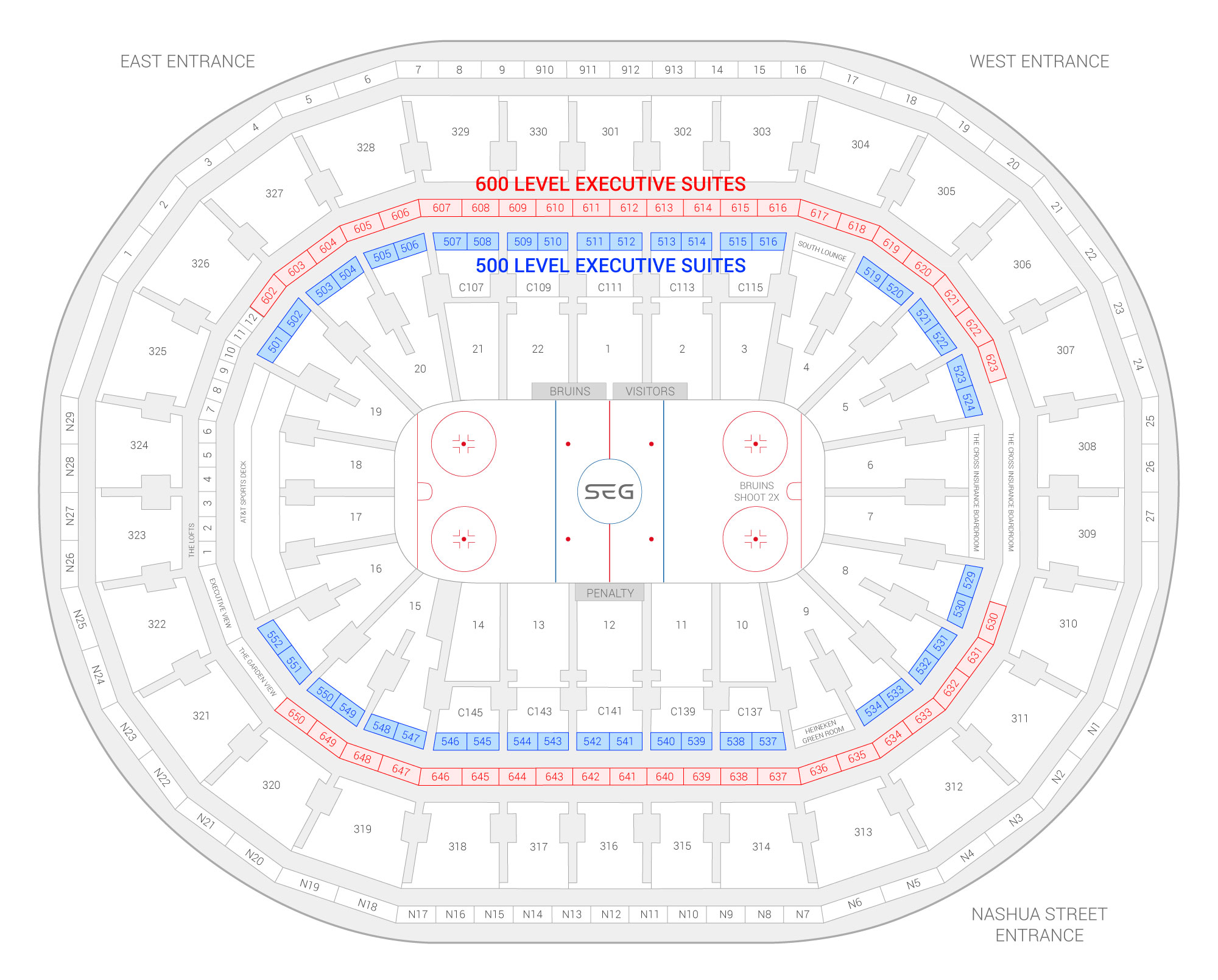 TD Garden / Boston Bruins Suite Map and Seating Chart