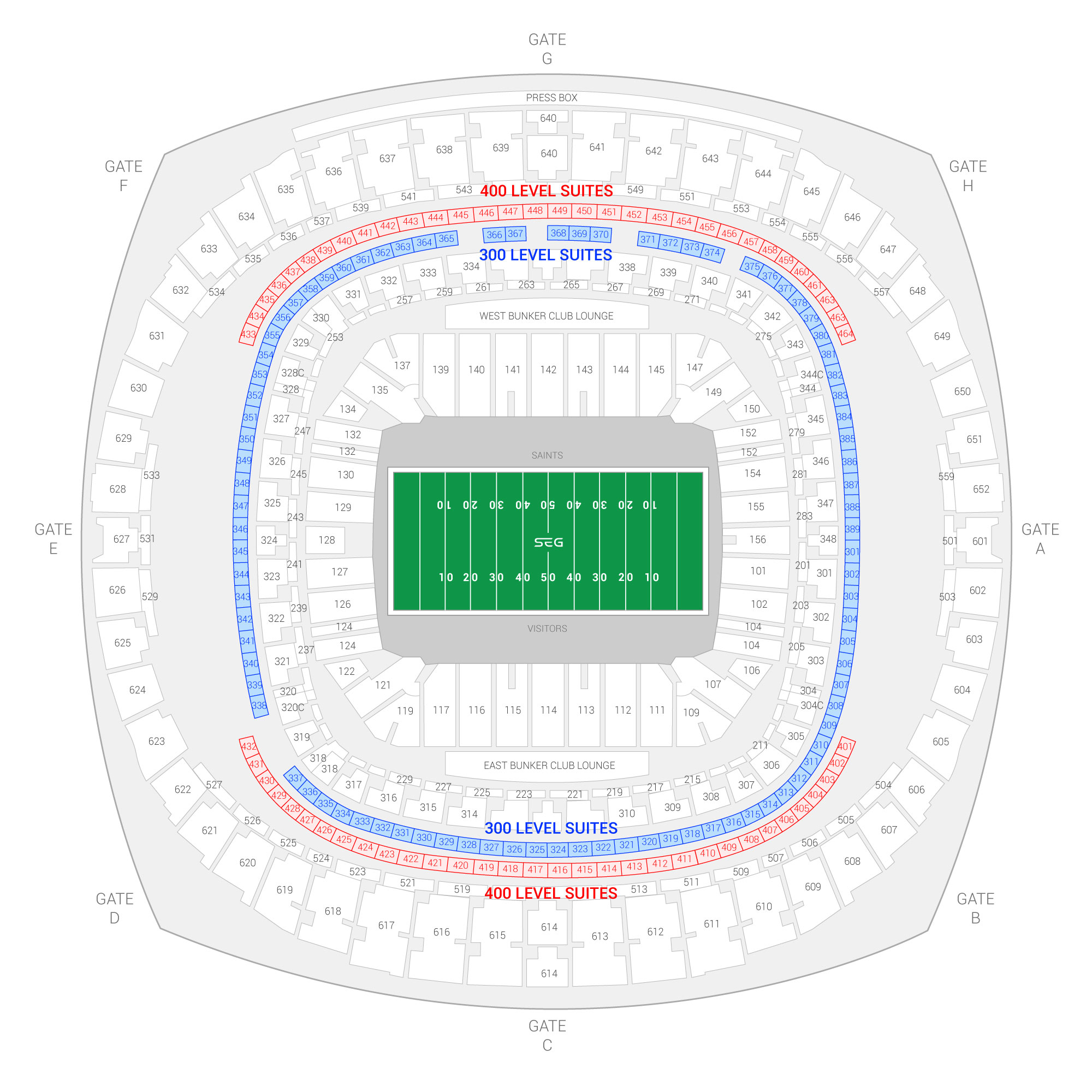 Caesars Superdome / Allstate Sugar Bowl Suite Map and Seating Chart