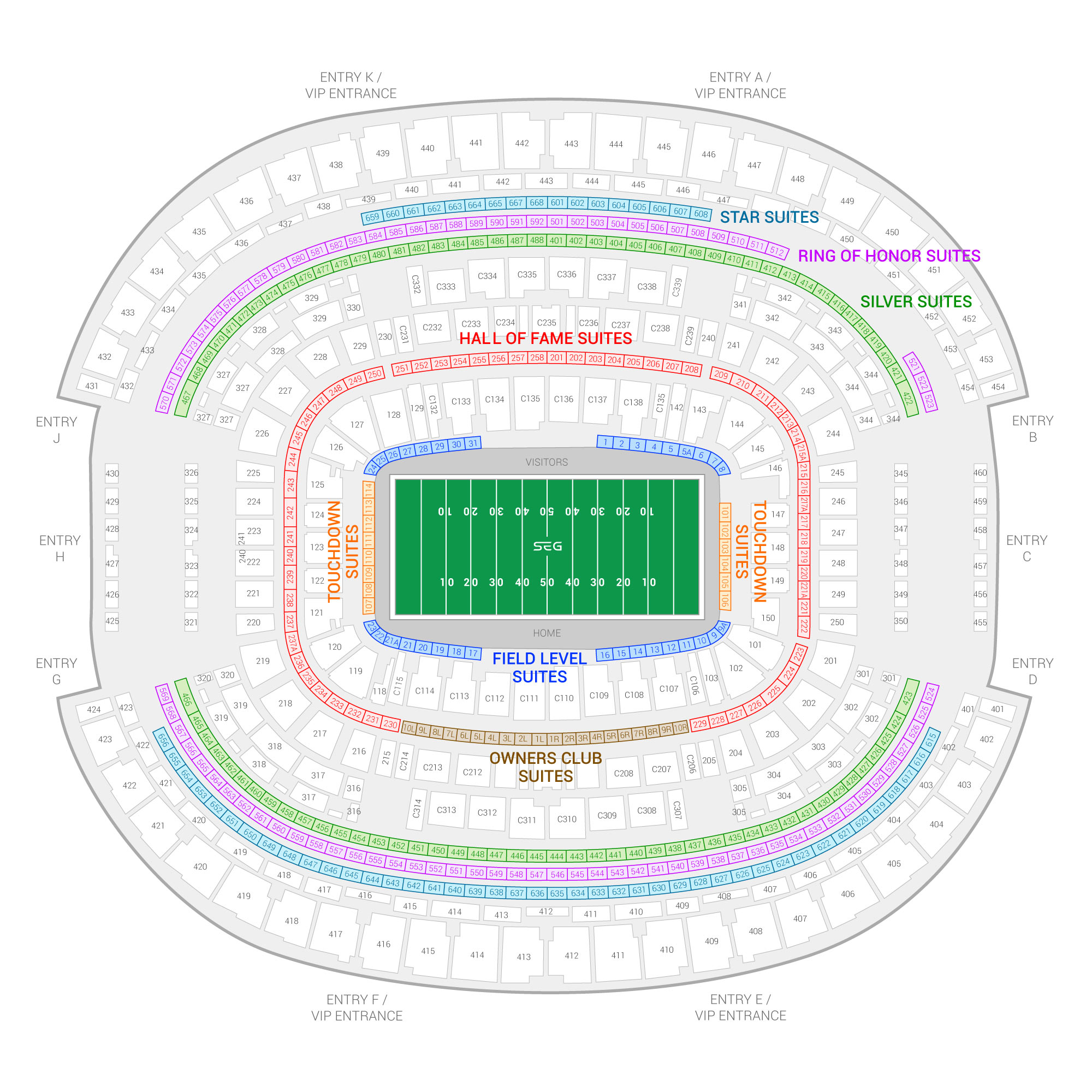 AT&T Stadium / Cotton Bowl Classic Suite Map and Seating Chart