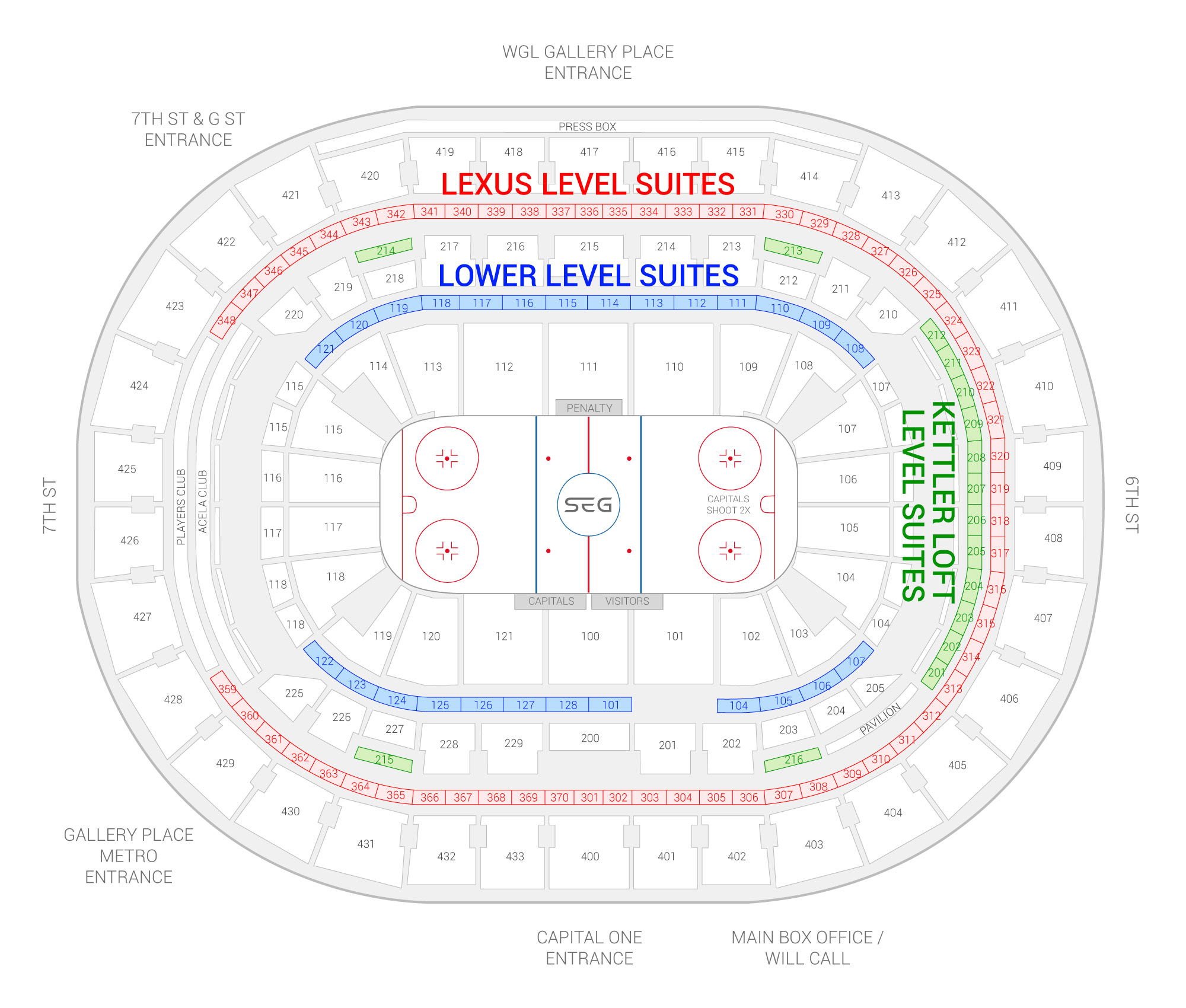 Capital One Arena / Washington Capitals Suite Map and Seating Chart