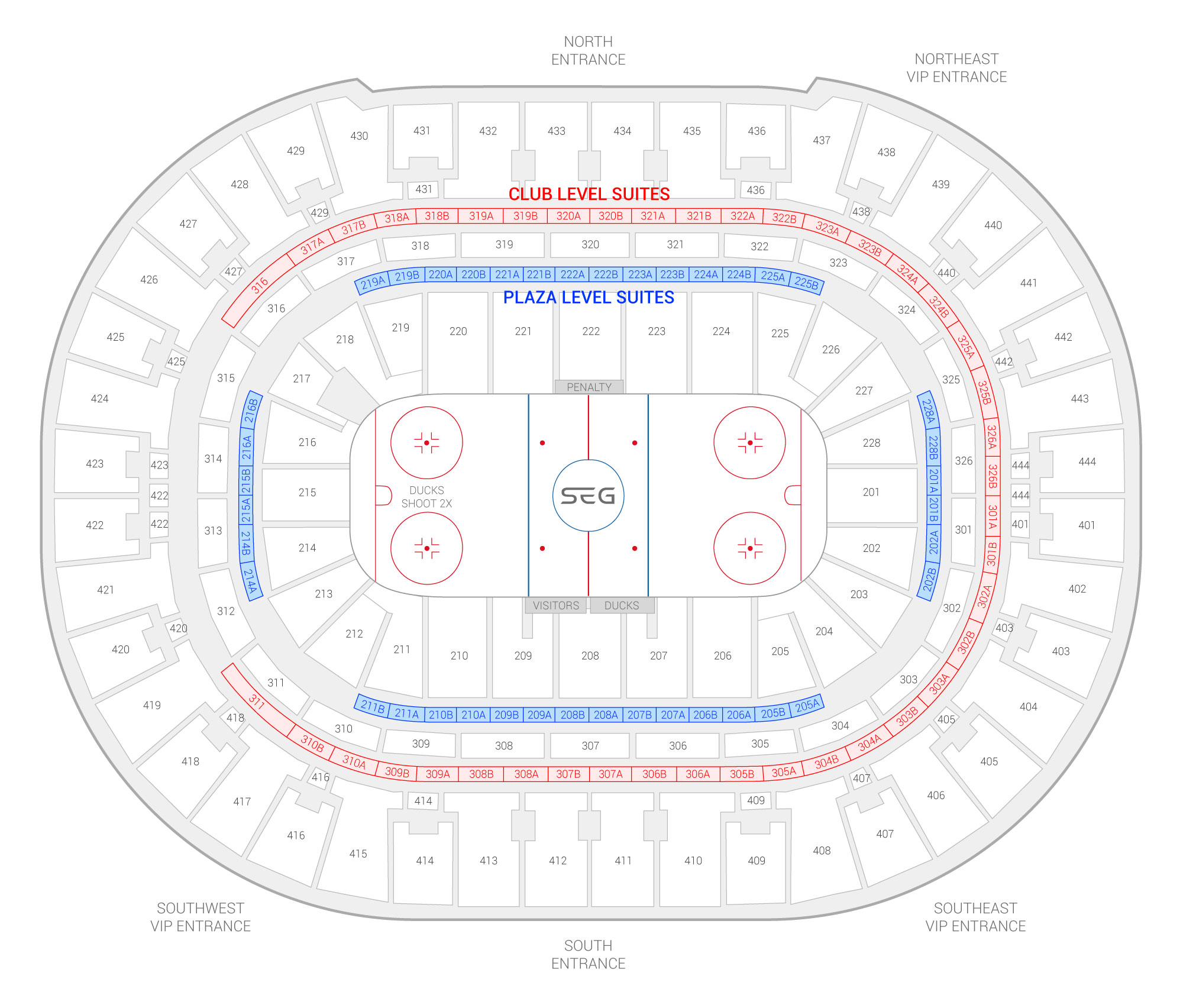 Honda Center / Anaheim Ducks Suite Map and Seating Chart