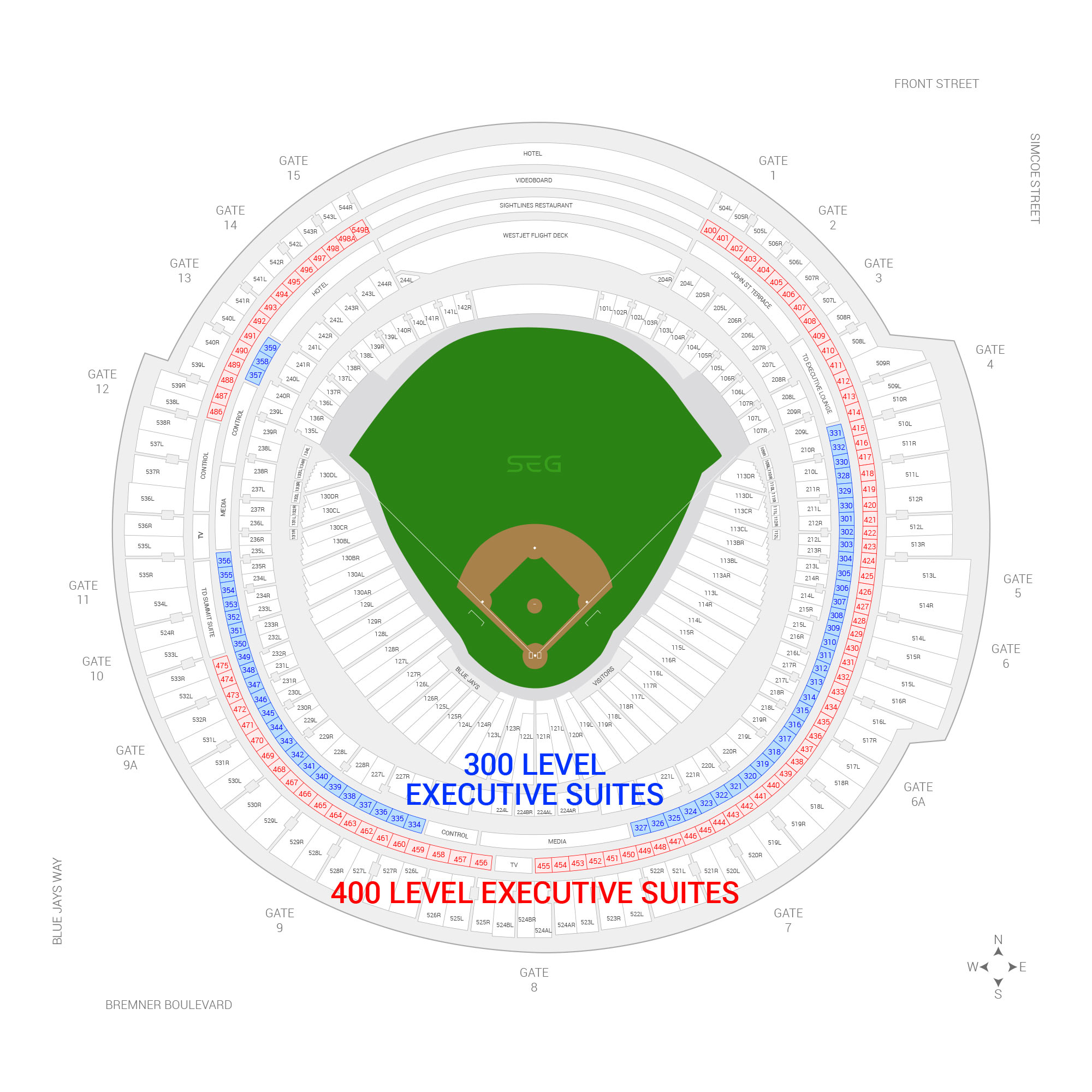Rogers Centre / Toronto Blue Jays Suite Map and Seating Chart