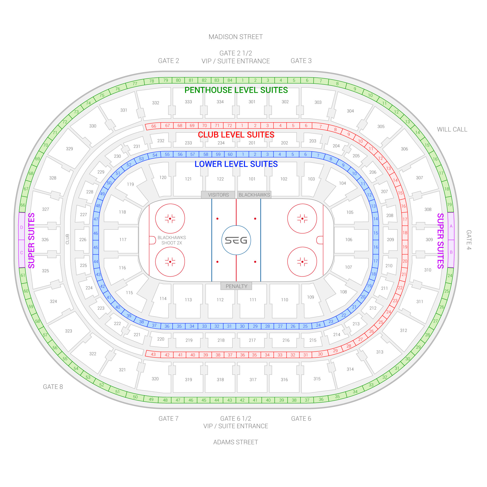 United Center / Chicago Blackhawks Suite Map and Seating Chart