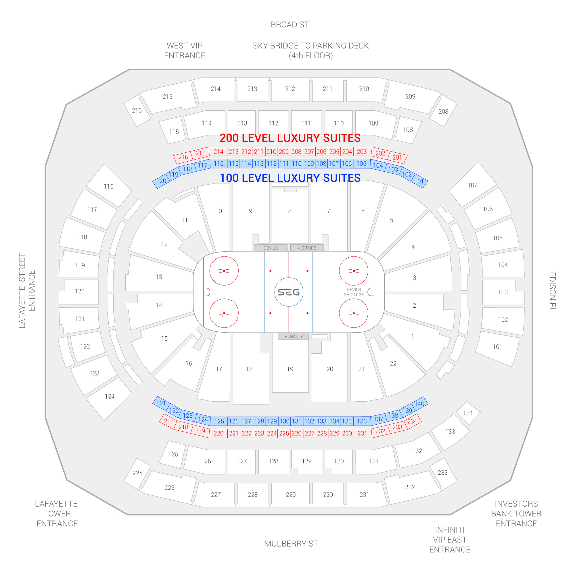 Prudential Center / New Jersey Devils Suite Map and Seating Chart