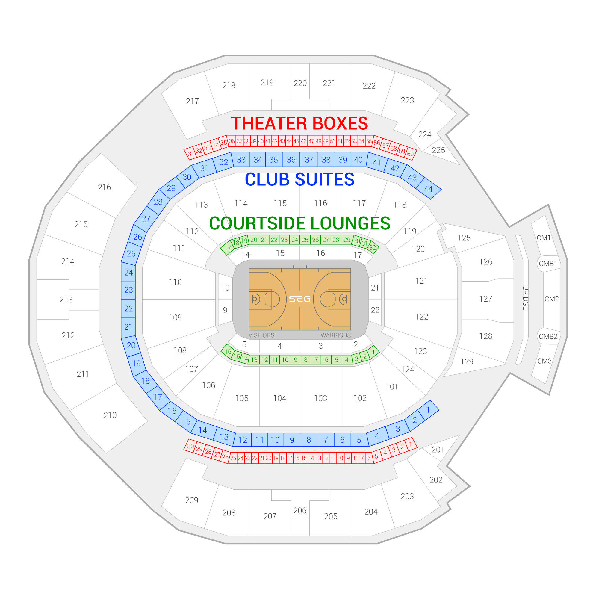 Chase Center / Golden State Warriors Suite Map and Seating Chart