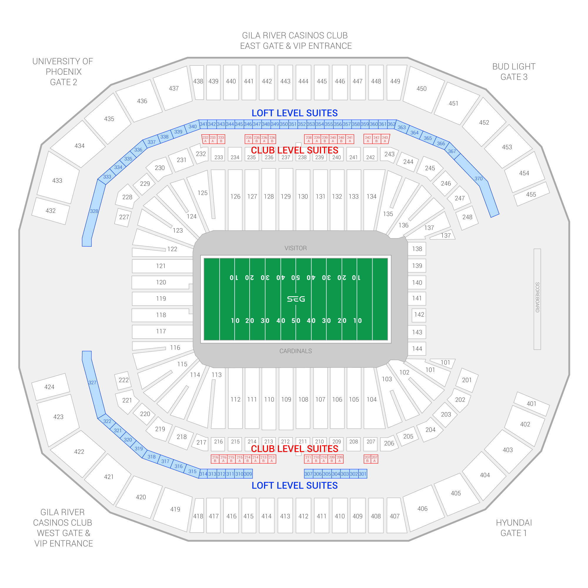 State Farm Stadium / Arizona Cardinals Suite Map and Seating Chart