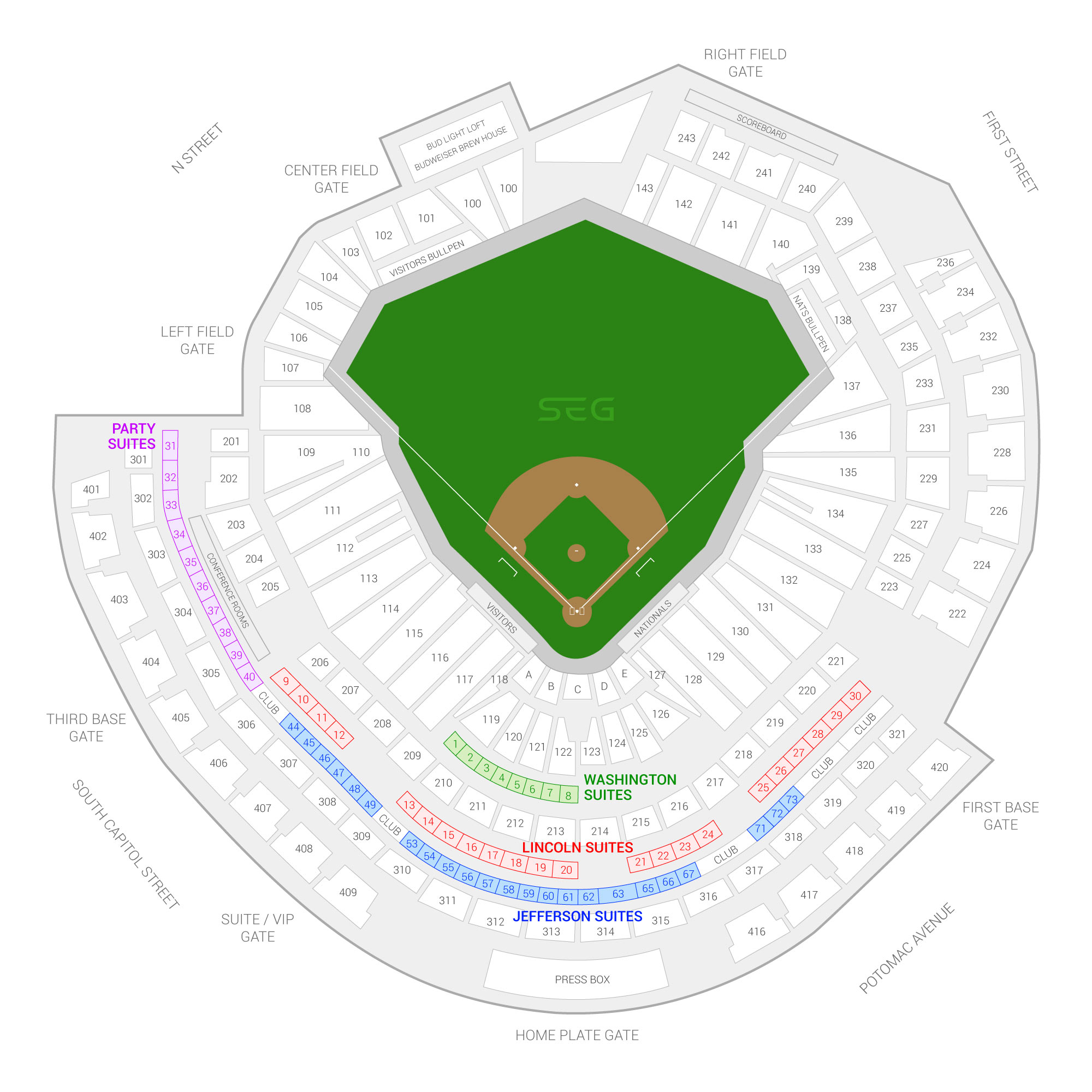 Nationals Park / Washington Nationals Suite Map and Seating Chart