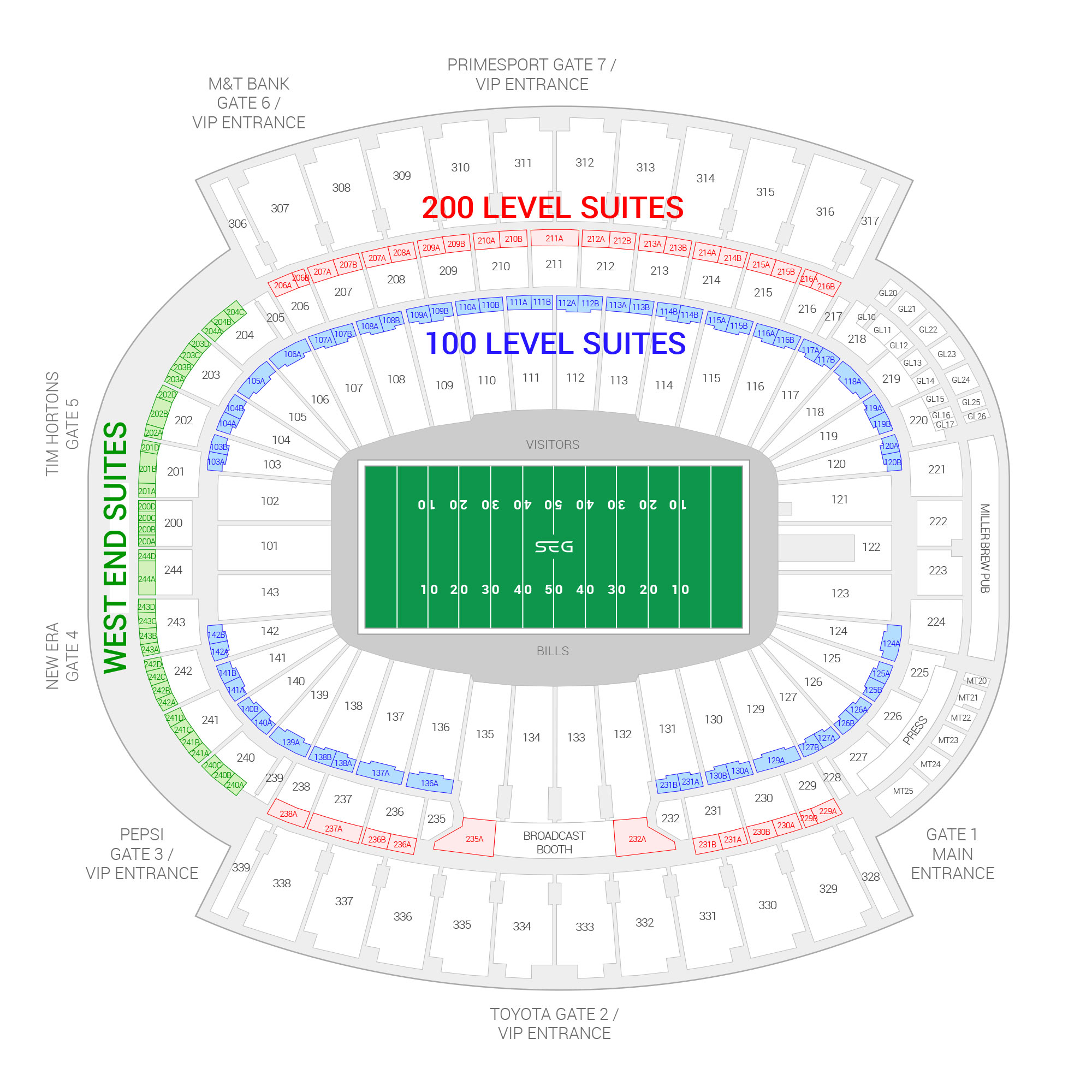 Highmark Stadium / Buffalo Bills Suite Map and Seating Chart
