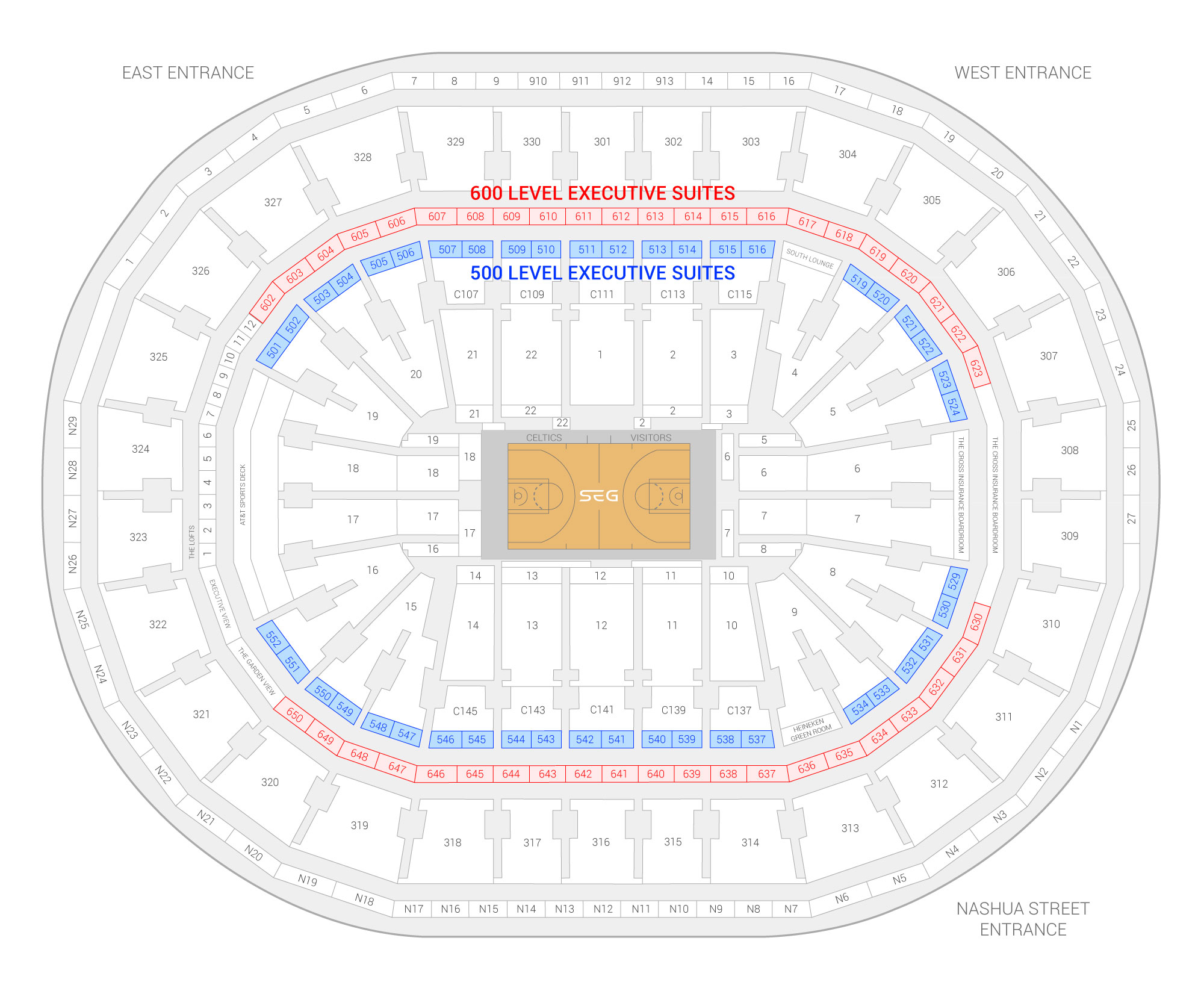 TD Garden / Boston Celtics Suite Map and Seating Chart