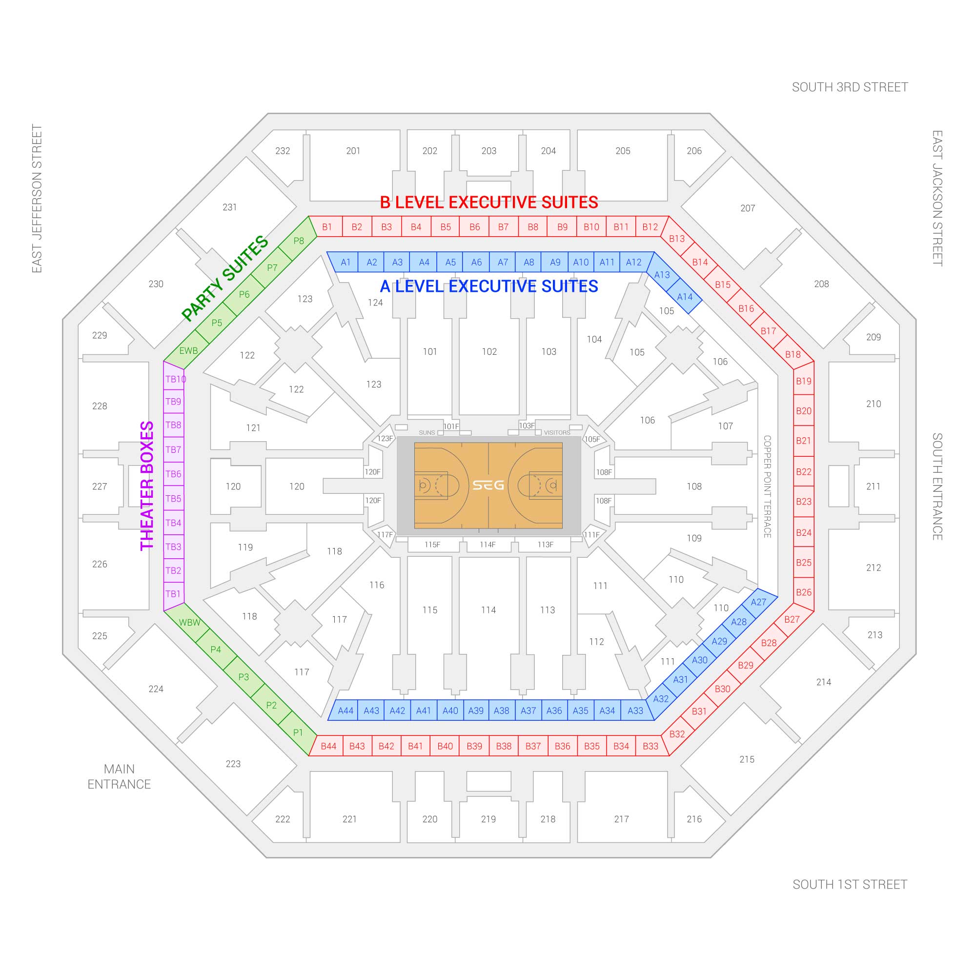 Footprint Center / Phoenix Suns Suite Map and Seating Chart