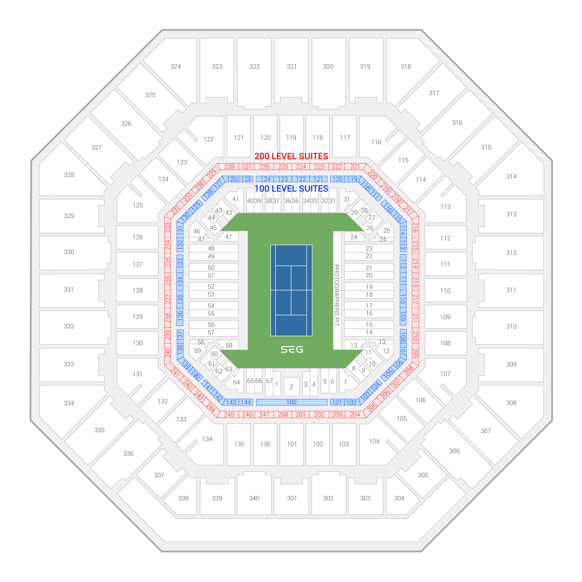 Arthur Ashe Stadium / US Open Tennis Championship Suite Map and Seating Chart