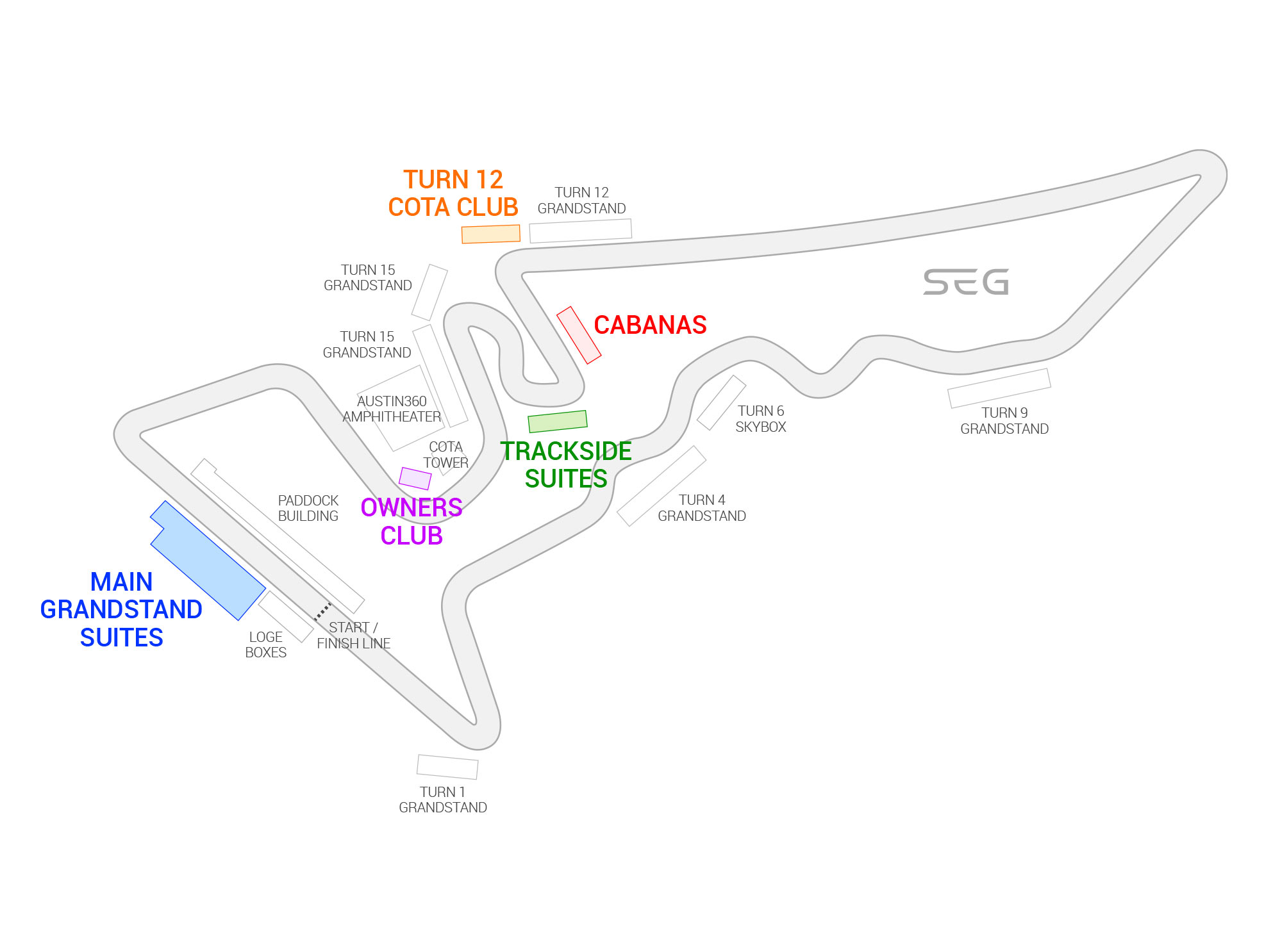 Circuit of the Americas / Formula 1 United States Grand Prix Suite Map and Seating Chart