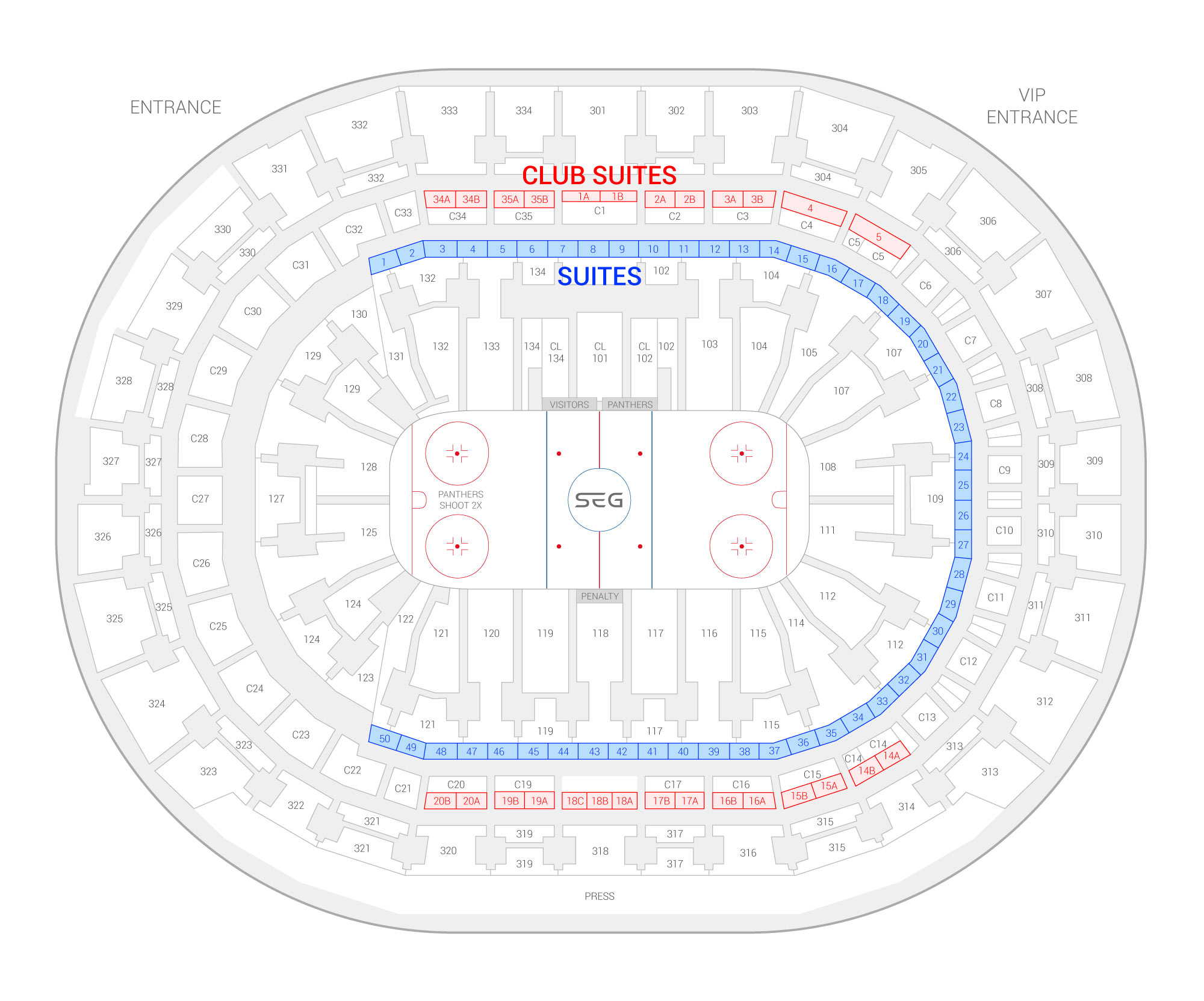 FLA Live Arena / Florida Panthers Suite Map and Seating Chart