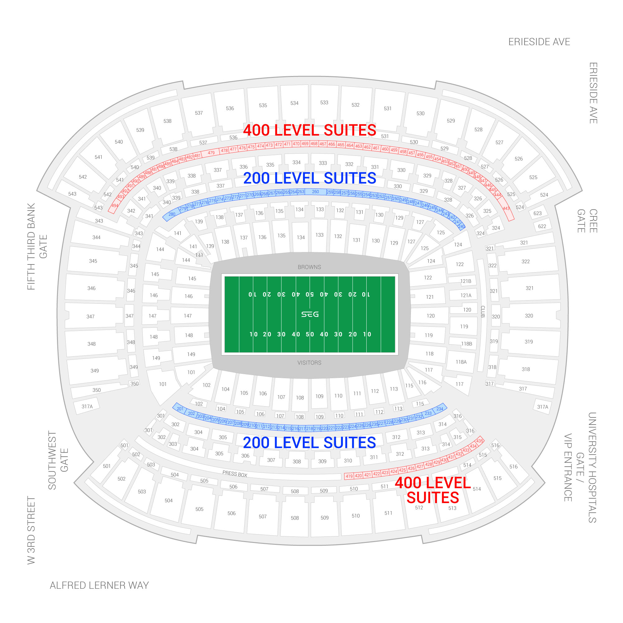 FirstEnergy Stadium / Cleveland Browns Suite Map and Seating Chart