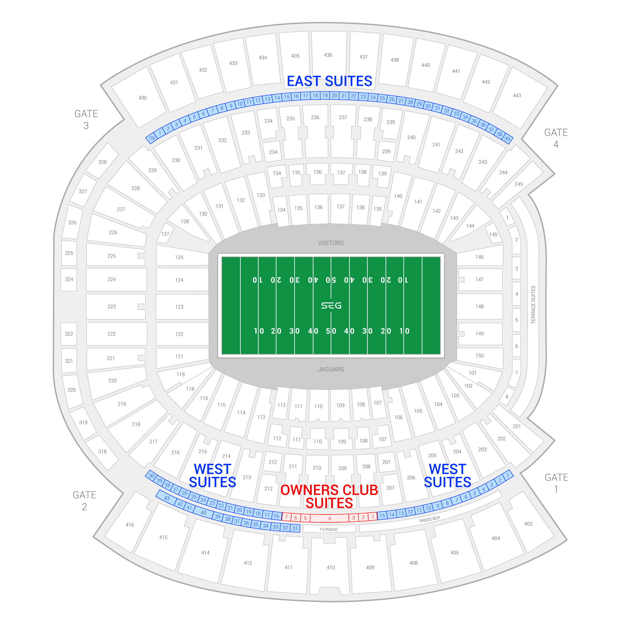 TIAA Bank Field / Jacksonville Jaguars Suite Map and Seating Chart