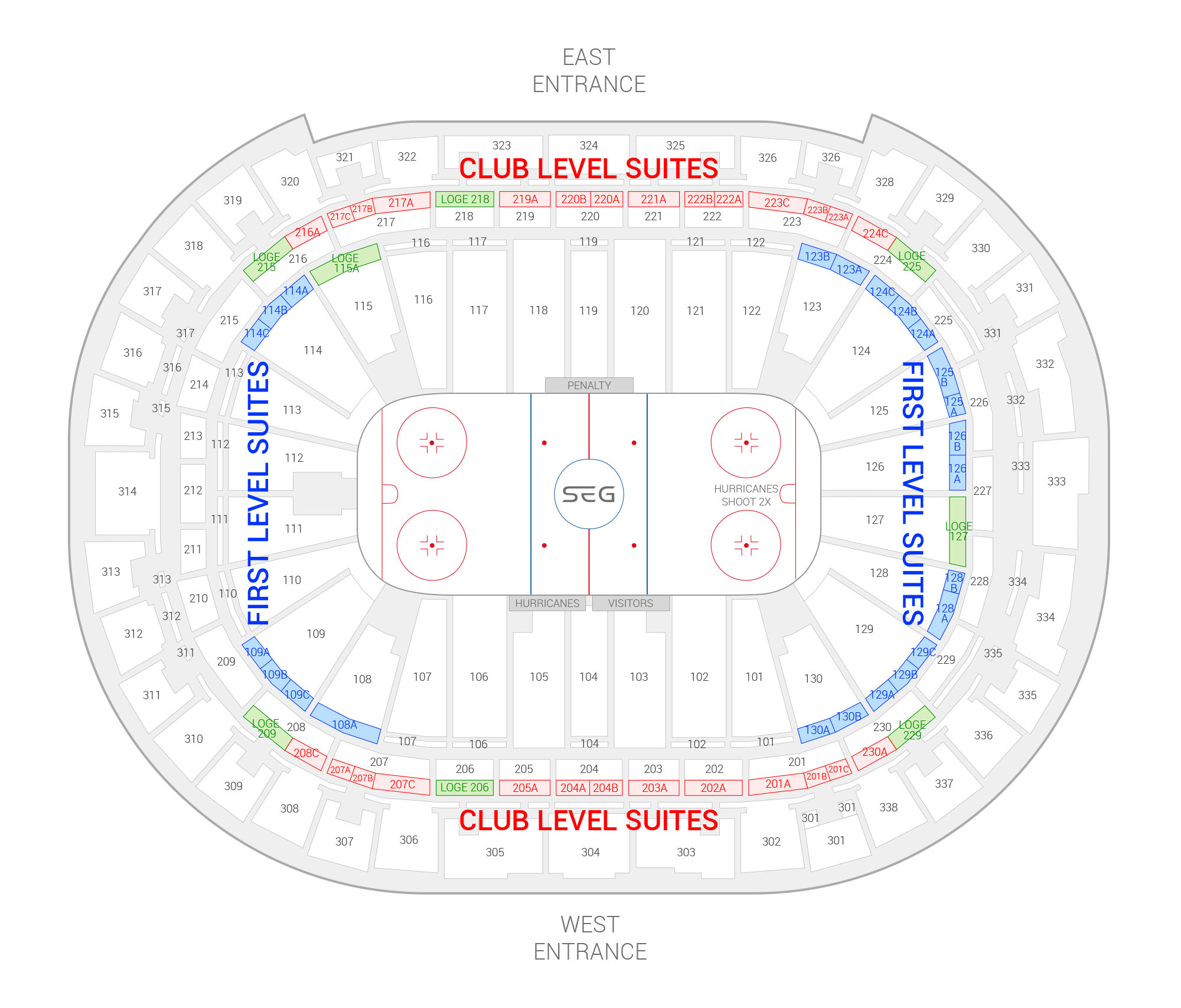 PNC Arena / Carolina Hurricanes Suite Map and Seating Chart