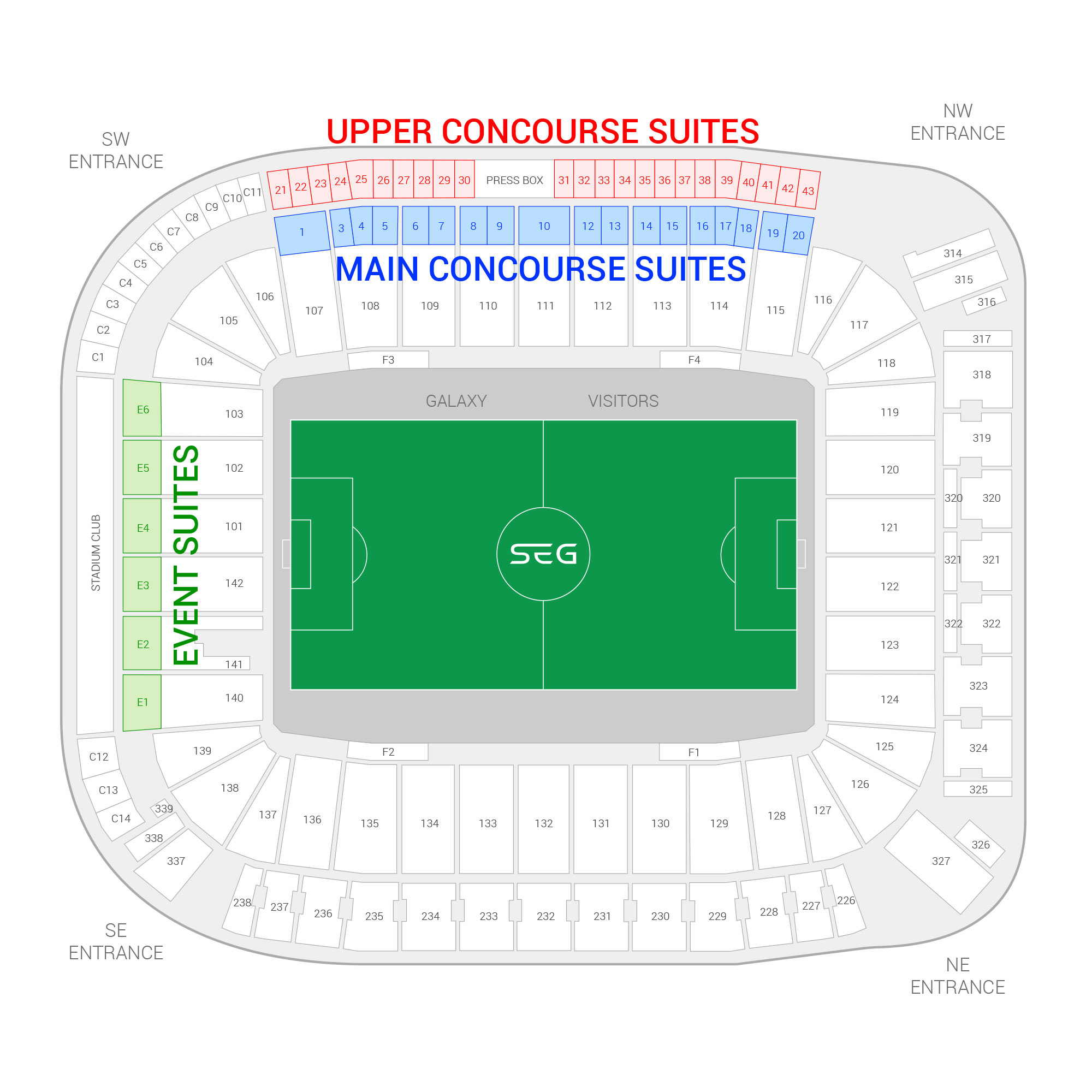 Dignity Health Sports Park / Los Angeles Galaxy Suite Map and Seating Chart