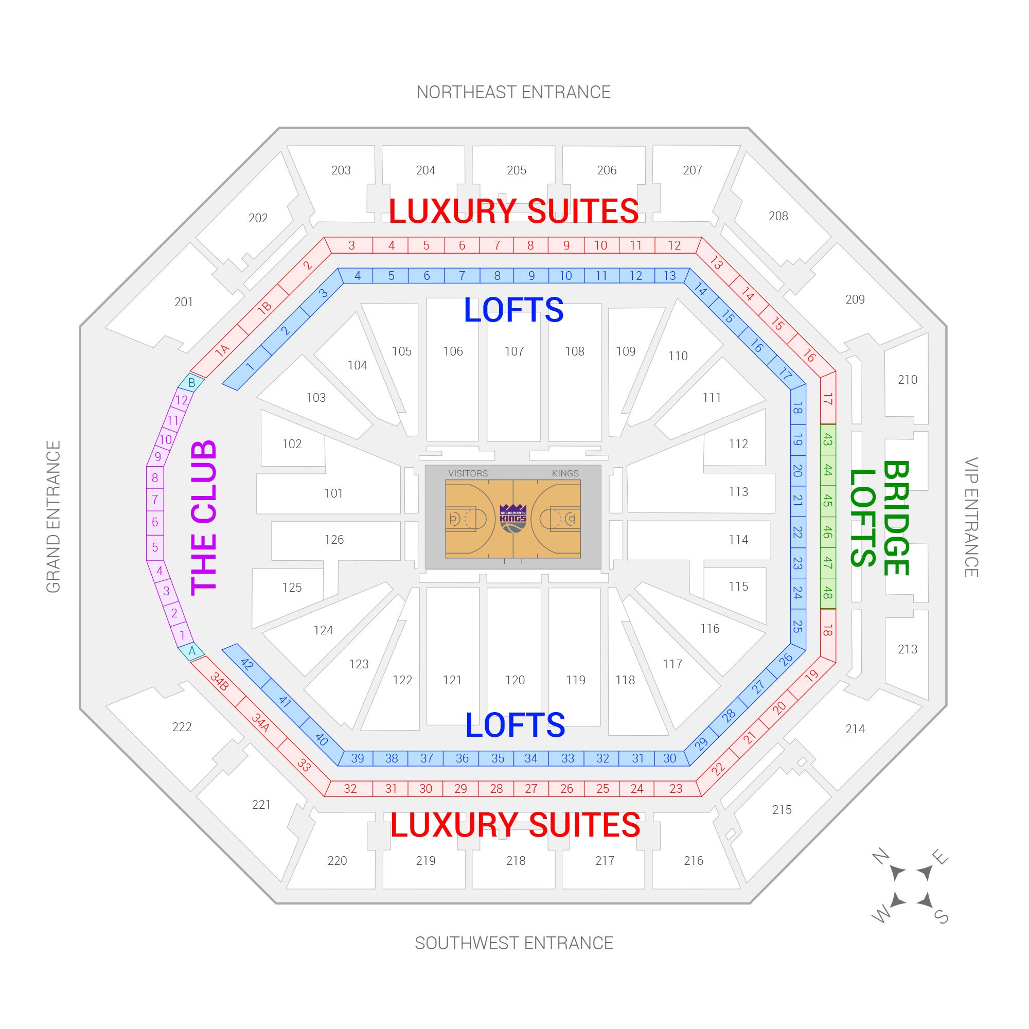Golden 1 Center / Sacramento Kings Suite Map and Seating Chart