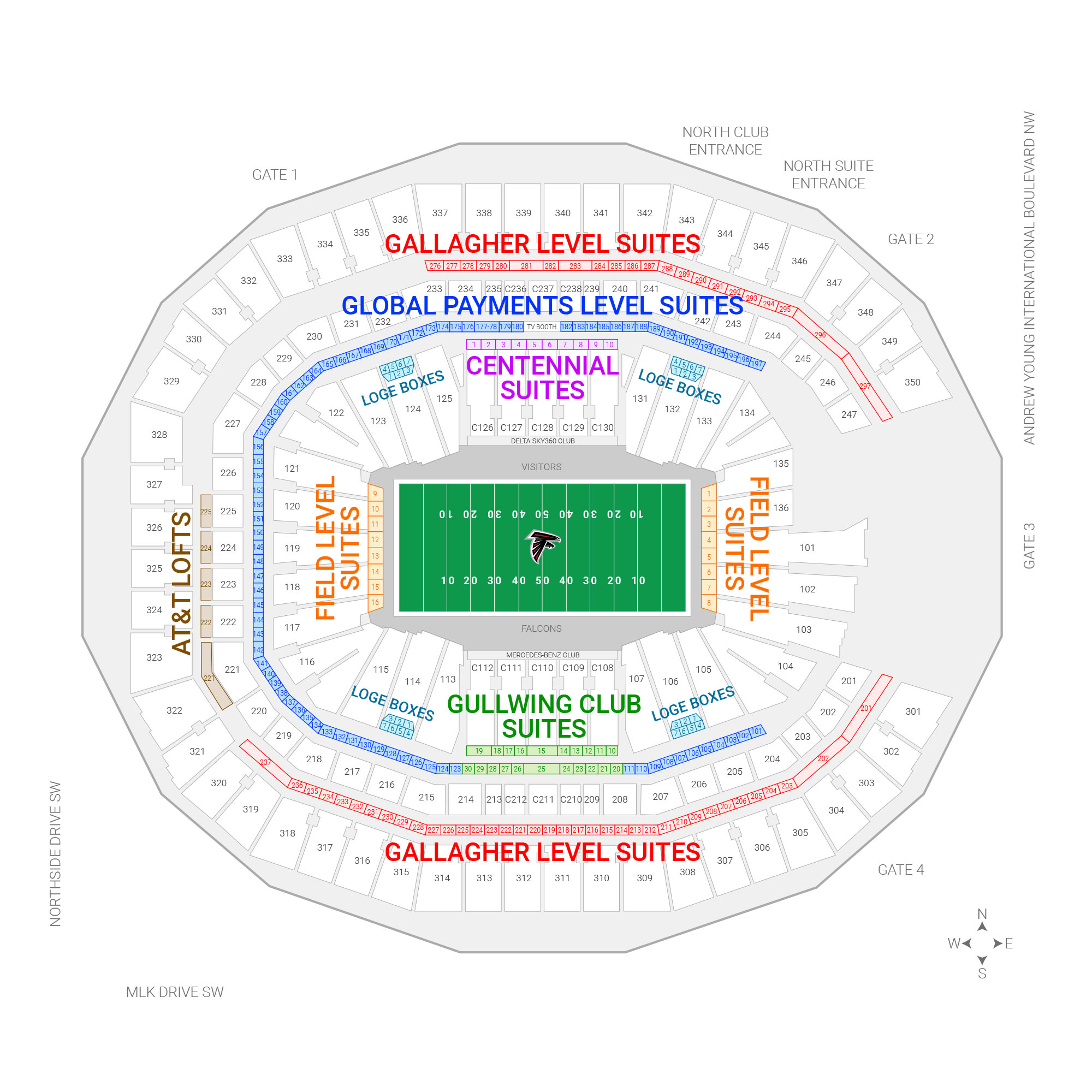 Mercedes-Benz Stadium / Atlanta Falcons Suite Map and Seating Chart