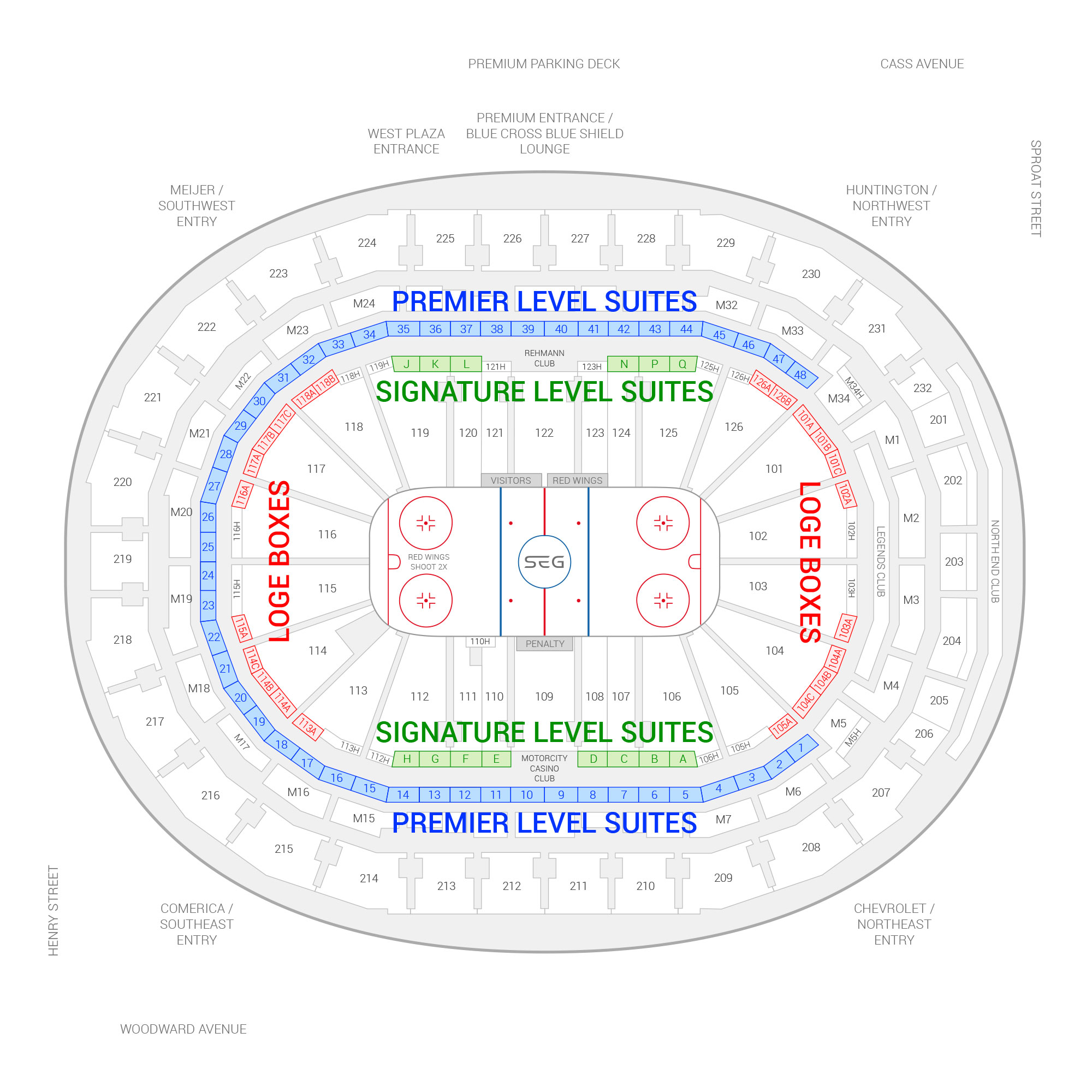 Little Caesars Arena / Detroit Red Wings Suite Map and Seating Chart