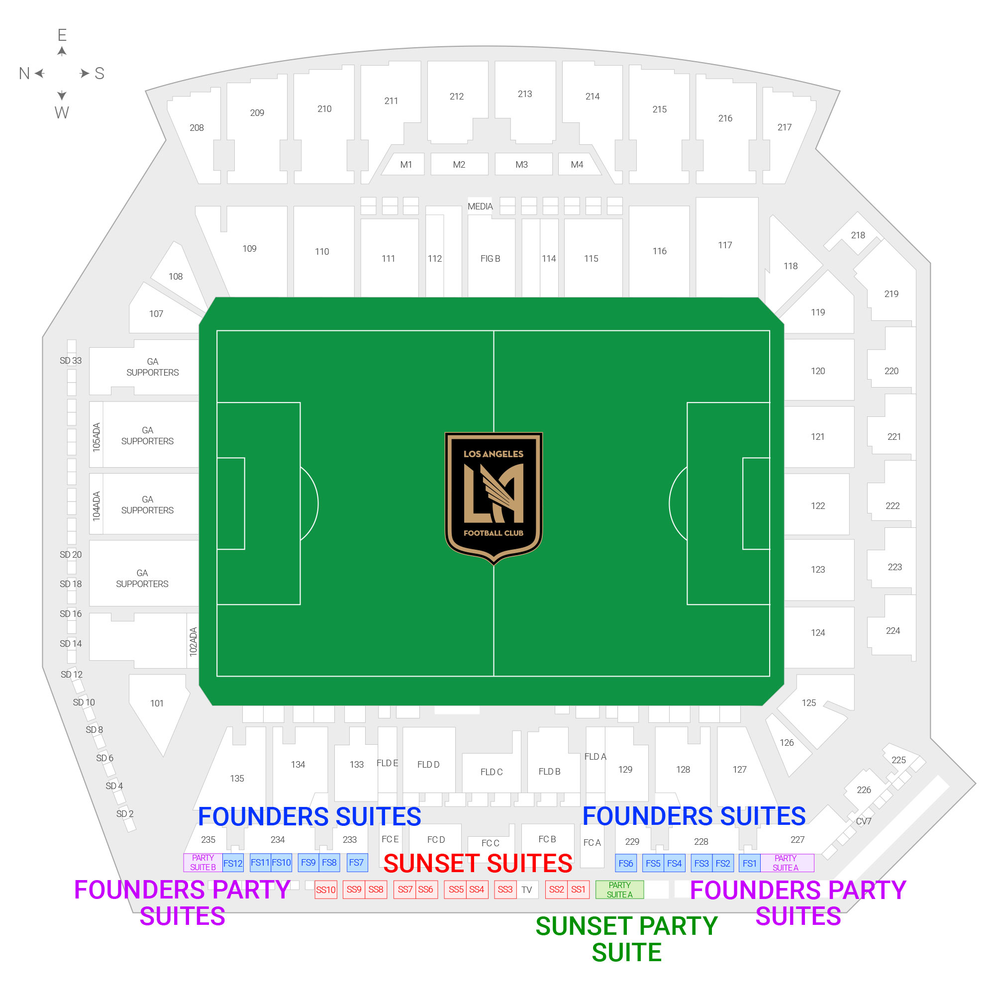 BMO Stadium (Formerly Banc of California Stadium) /  Suite Map and Seating Chart